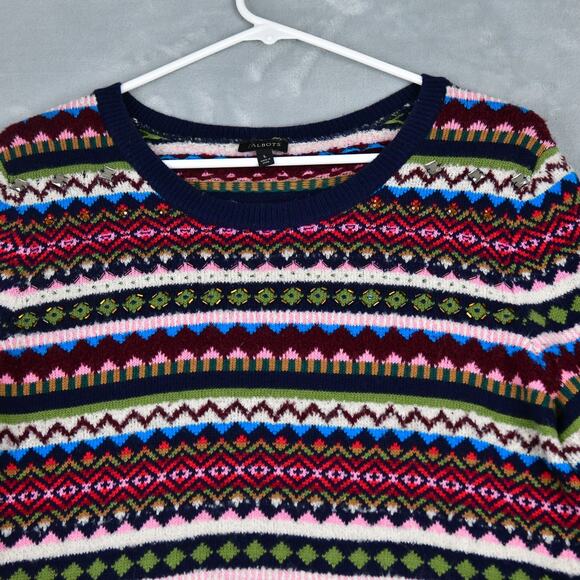 Talbots Sweater Womens Large Colorful Long Sleeve Cottage Core Holiday - Picture 3 of 9
